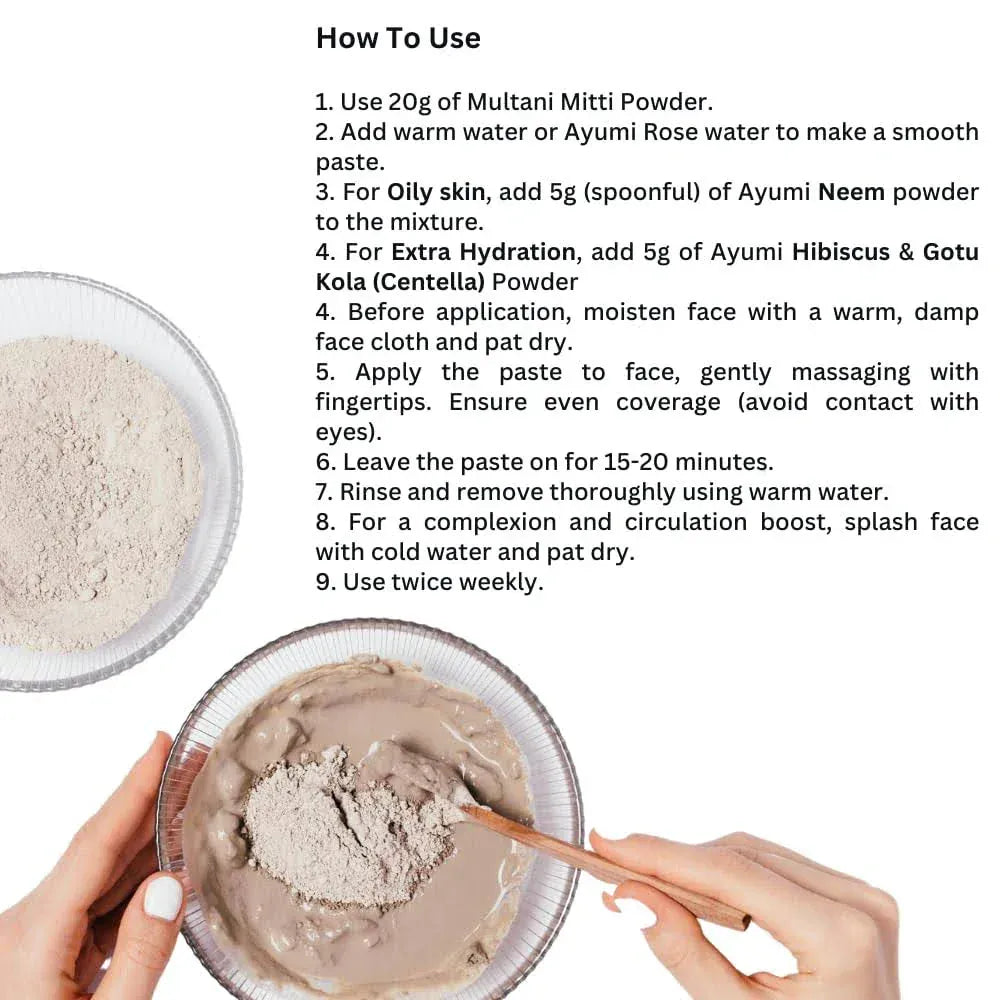 Ayumi - Poudre d'argile visage "multani mati" - 100g - Ayumi - Ethni Beauty Market