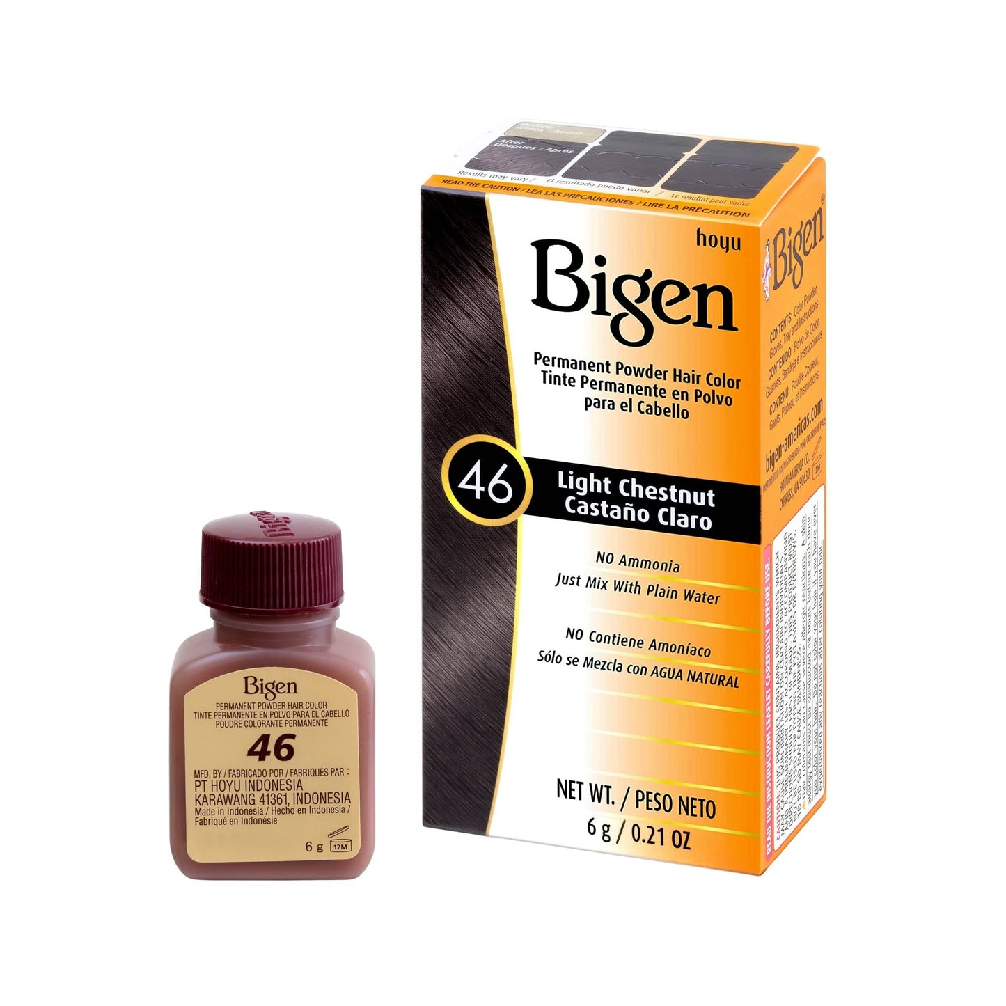 Bigen Coloration CHATAIN CLAIR N°46 Bigen - Colorations Permanentes 6g (Plusieurs couleurs disponibles)
