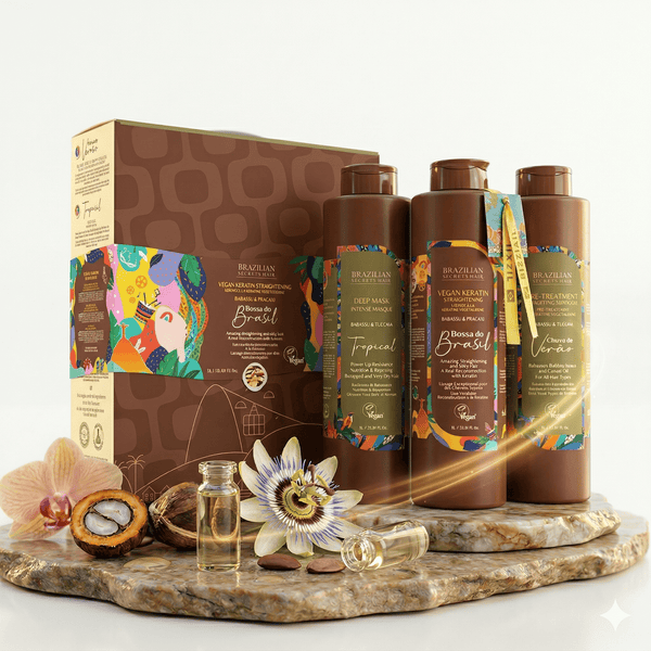 Brazilian Secrets Hair Brazilian Secrets Hair - Kit lissage profond à la kératine végétalienne Bossa do Brasil - 3 x 1L