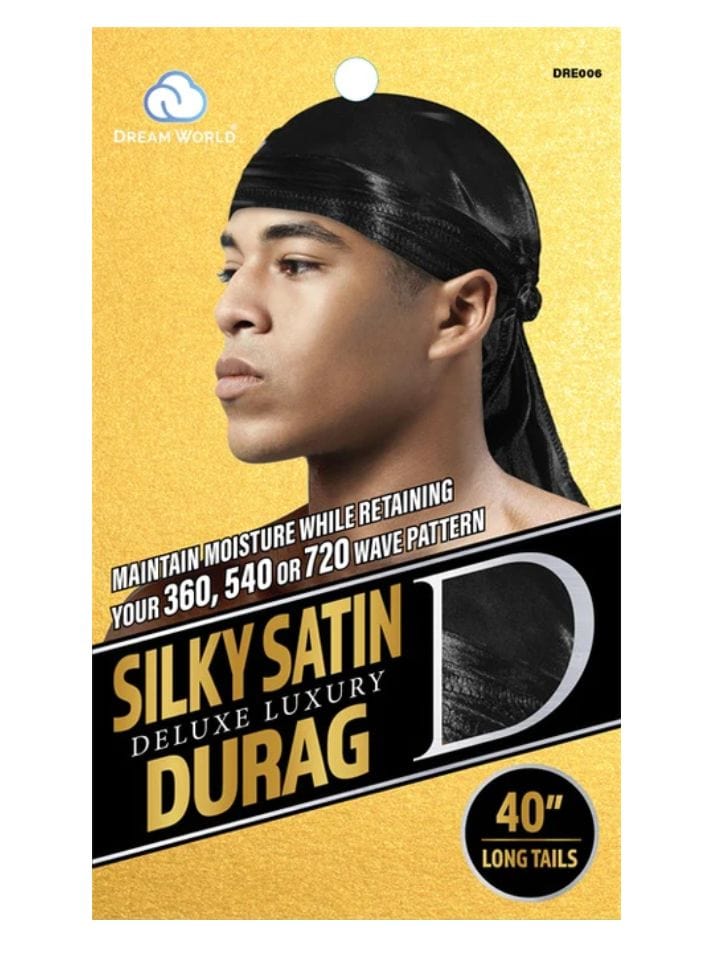 Dream World - Durag Homme Satin Noir - Taille Unique - DRE006 - Dream World - Ethni Beauty Market