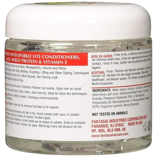 Fantasia IC - Hair Polisher Styling Gel with Sparkle Lites Aloe Vitamin E Protein 16oz -473ml - Fantasia IC - Ethni Beauty Market