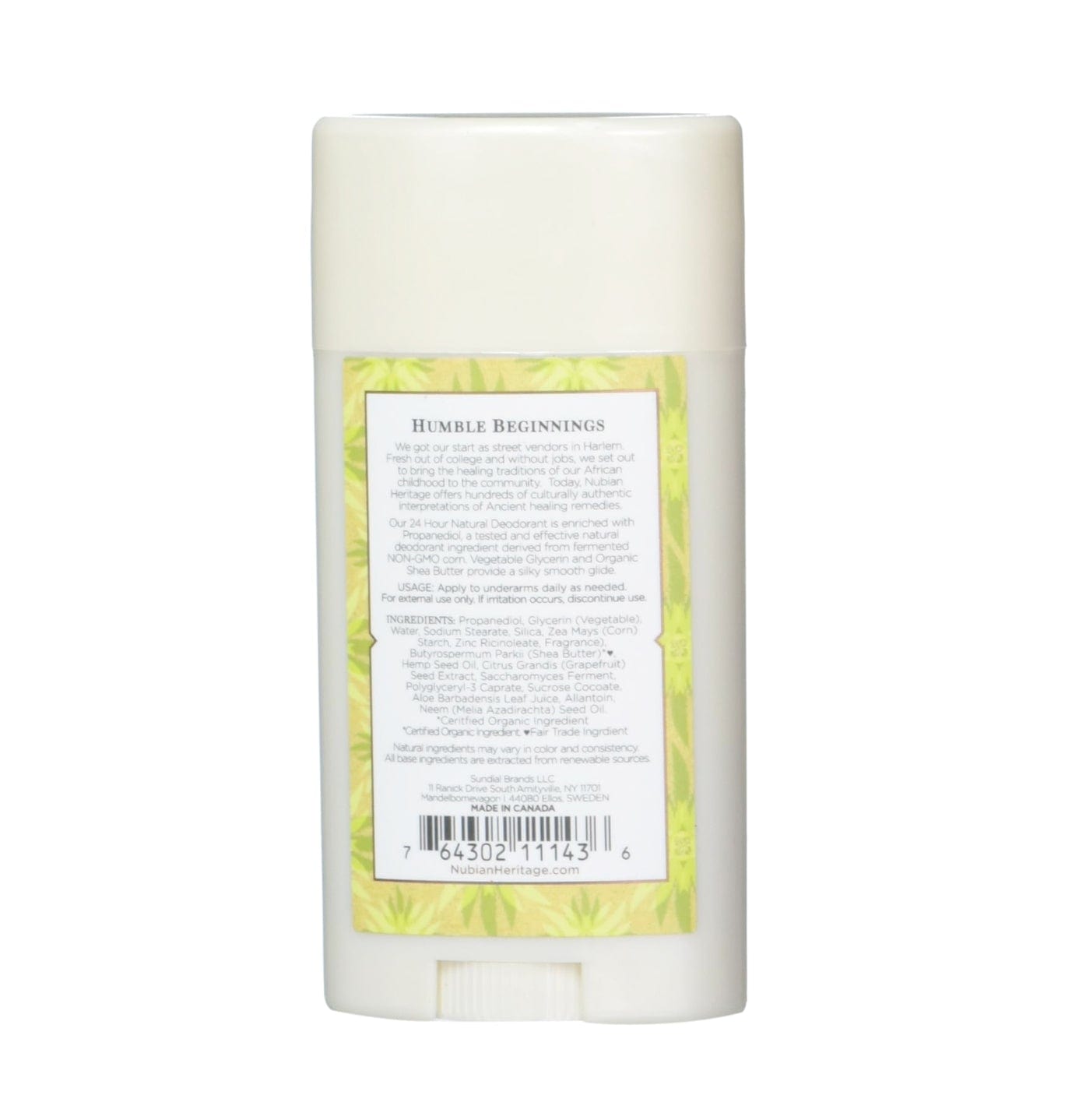 Nubian Heritage - Déodorant 24 heures au chanvre indien et vétiver haïtien - 64g - Nubian Heritage - Ethni Beauty Market