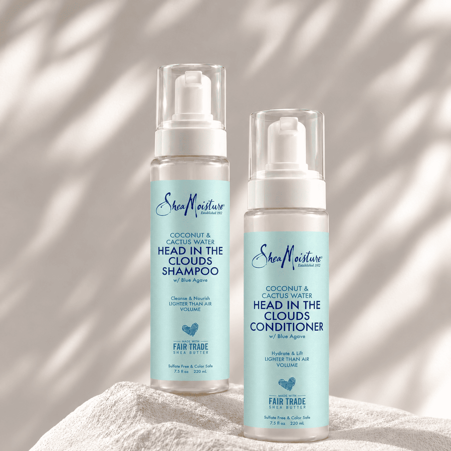 Shea Moisture Coconut & Cactus Water Head In The Clouds Duo avec shampoing léger et après-shampoing démêlant de 349 ml chacun