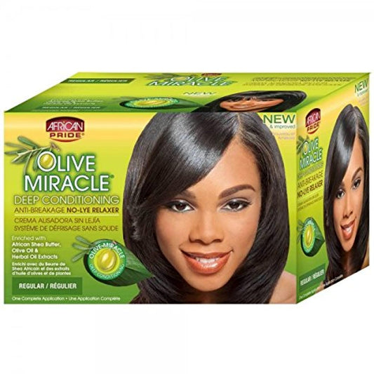 African Pride - Olive miracle Regular anti-breakage straightener kit - African Pride - Ethni Beauty Market