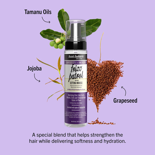 Aunt Jackie's - Mousse coiffante à l'huile de pépins de raisins "Frizz Patrol" - 244ml - Aunt Jackie's - Ethni Beauty Market