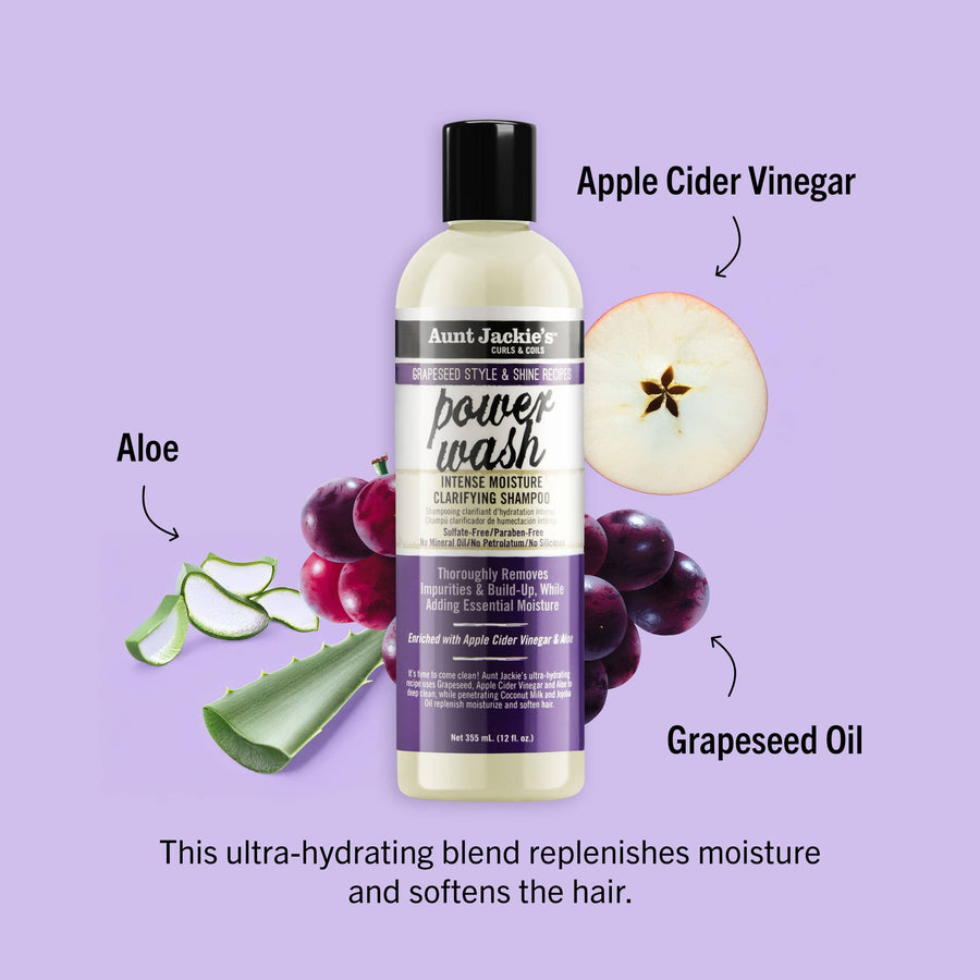 Aunt Jackie's -Shampoing clarifiant hydratant "Power Wash" - 355ml - Aunt Jackie's - Ethni Beauty Market