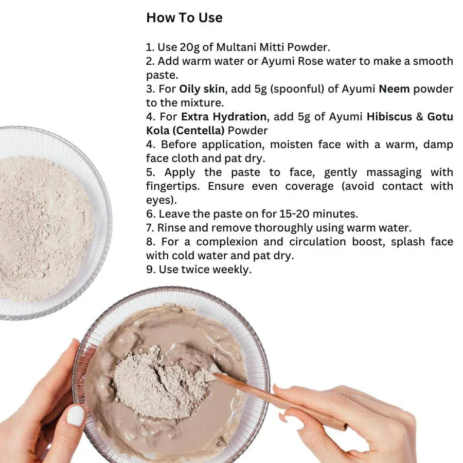 Ayumi - Poudre d'argile visage "multani mati" - 100g - Ayumi - Ethni Beauty Market