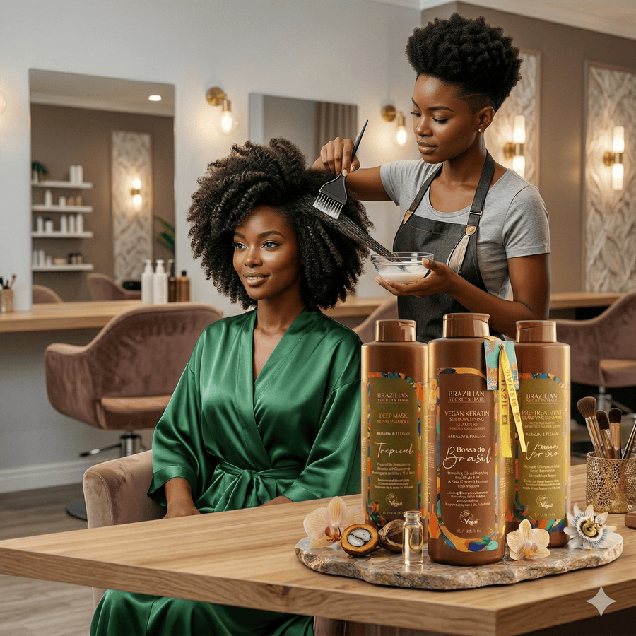 Brazilian Secrets Hair - Kit lissage profond à la kératine végétalienne Bossa do Brasil - 3 x 1L - Brazilian Secrets Hair - Ethni Beauty Market