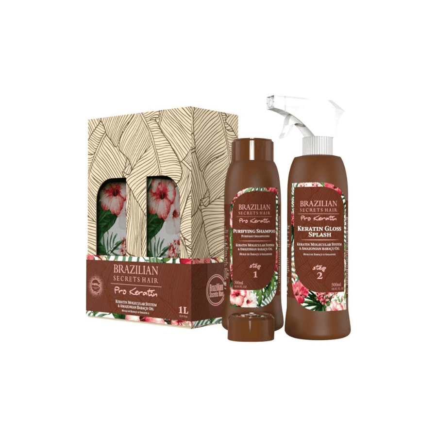Brazilian Secrets Hair - Kit de lissage brésilien splash pro keratin (2x 1L) - Brazilian Secrets Hair - Ethni Beauty Market