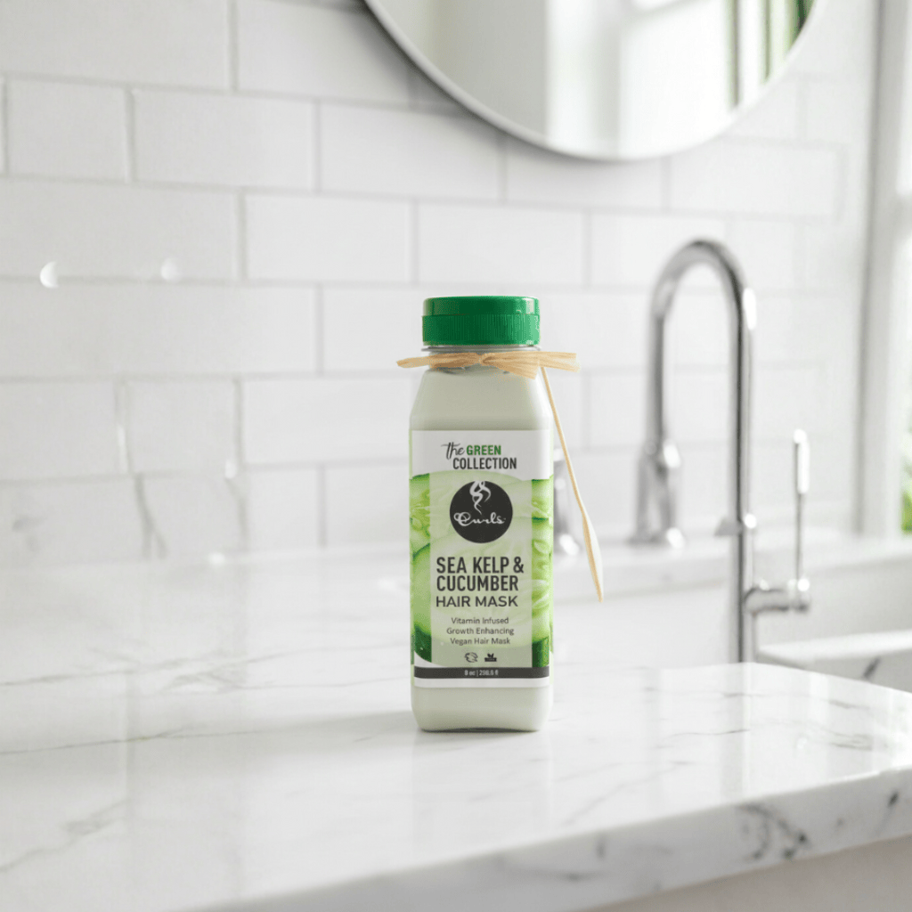 Curls - Masque capillaire au varech et au concombre (Sea Kelp & Cucumber Hair Mask Green Collection CURLS) - 235,5g - Curls - Ethni Beauty Market