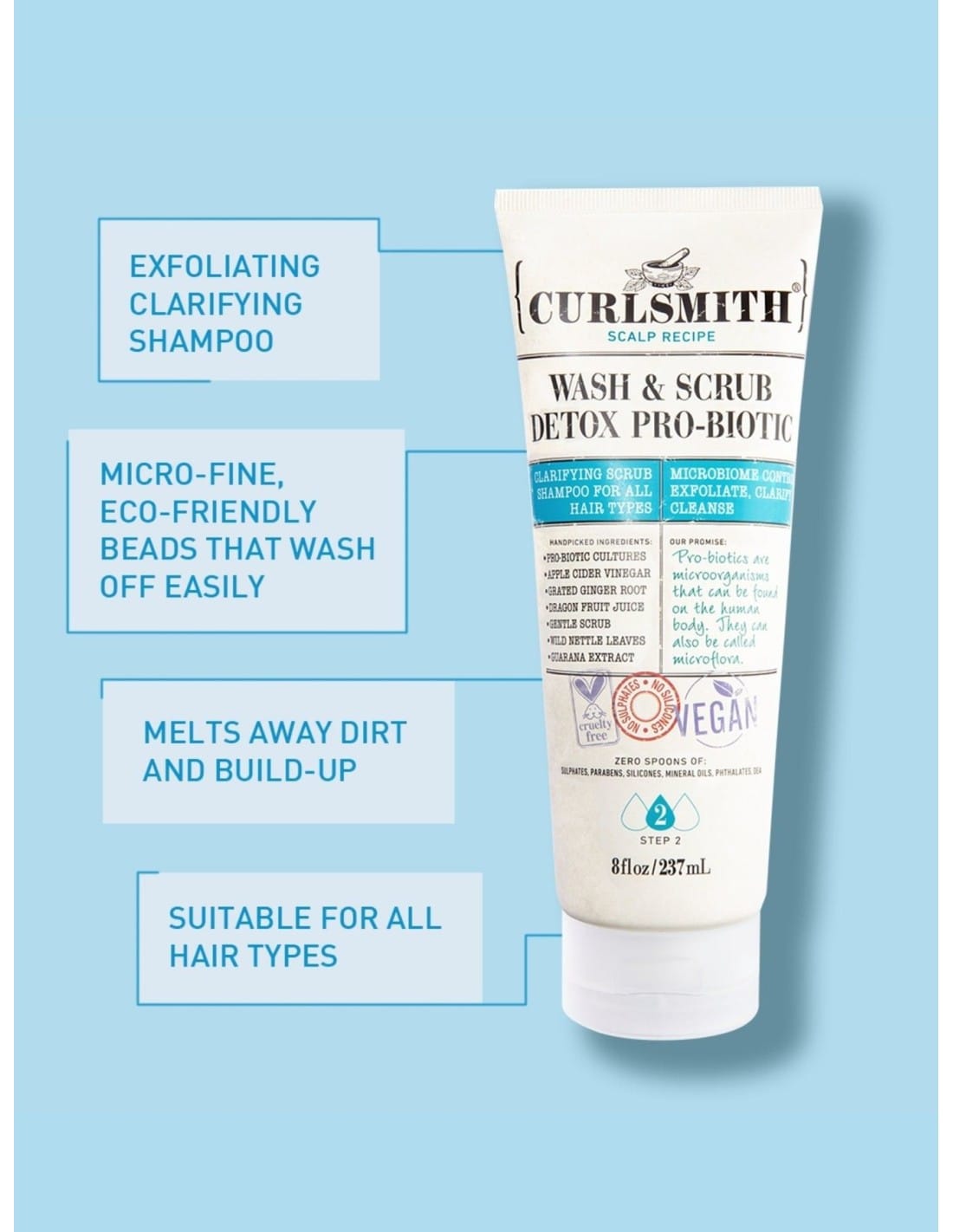 CURLSMITH - Shampoing exfoliant "Wash & Srub" - 237ml - Curlsmith - Ethni Beauty Market