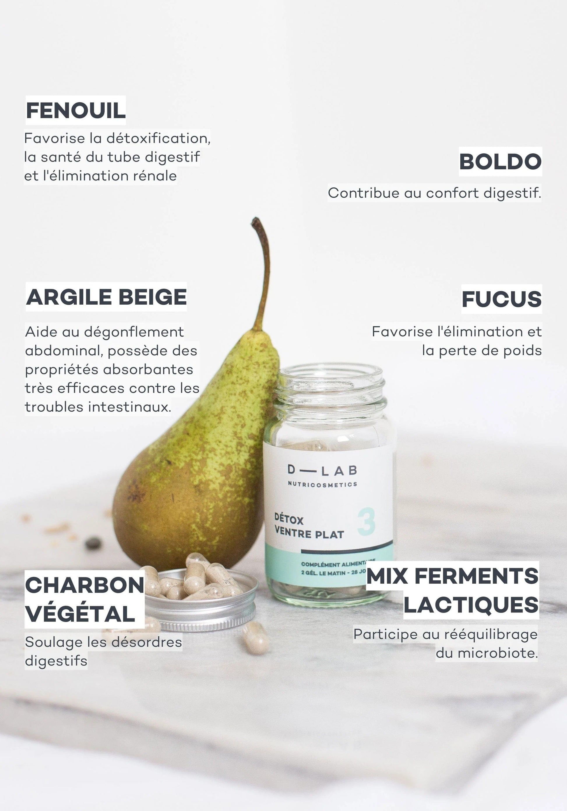D-Lab Nutricosmetics - Complément alimentaire "détox ventre plat" - (1 et 3 mois) - D-Lab Nutricosmetics - Ethni Beauty Market