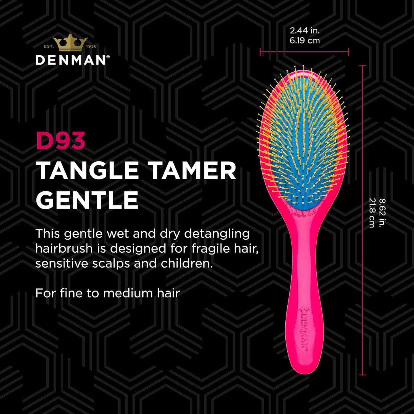 Denman - Brosse Démêlante en Douceur "Tangle Tamer Gentle Dry Detanling" D93M - Denman - Ethni Beauty Market