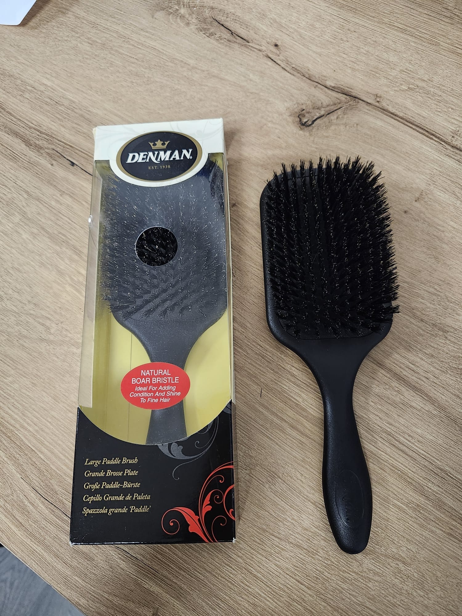 Denman - Grande Brosse Plate aux poils de sanglier "Large Paddle Brush" - P083BOAR - Denman - Ethni Beauty Market
