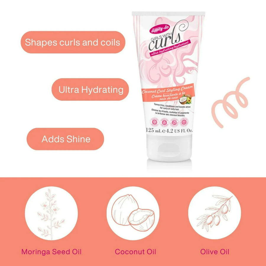 Dippity Do Girls - Whith Curls Coconut - Crème Coiffante Pour Boucles "Curls Styling Cream" - 125 ml - Dippity - Ethni Beauty Market