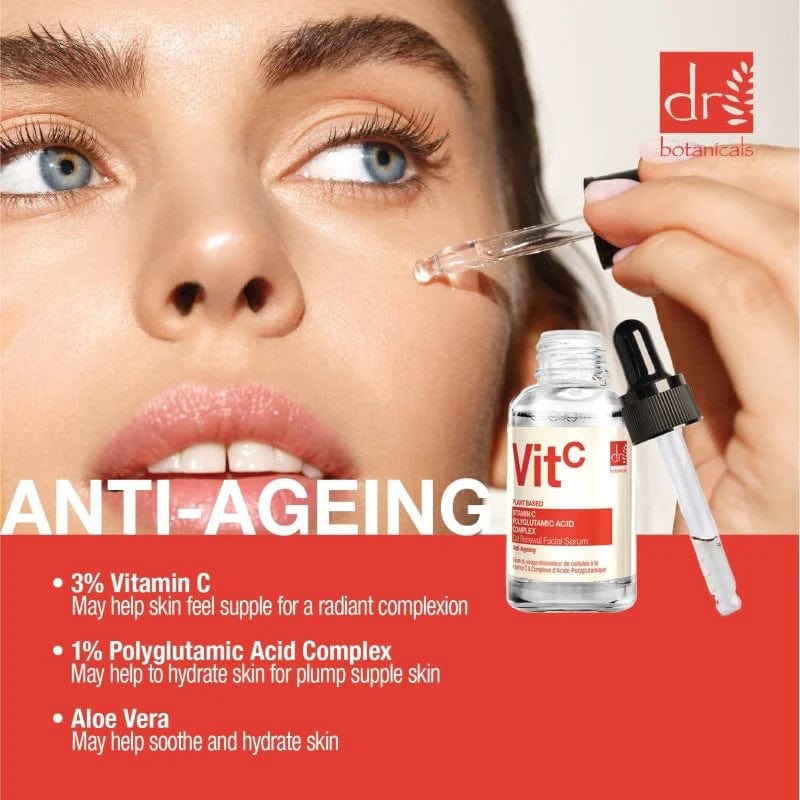Dr Botanicals Sérum visage régénérant avancé à base d'acide polyglutamique à base de plantes à la vitamine C 30 ml - Dr Botanicals - Ethni Beauty Market