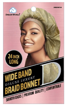 Dream World - Satin Bonnet For Braids - XL Gold Band - DRE174TGD - Dream World - Ethni Beauty Market