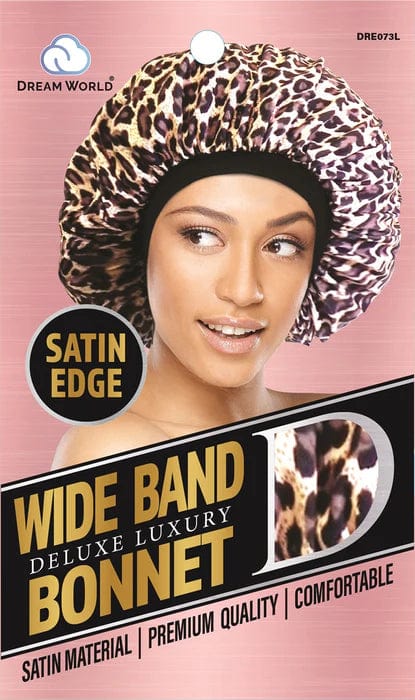 Dream World - XL Leopard Band Satin Bonnet - DRE073L - Dream World - Ethni Beauty Market