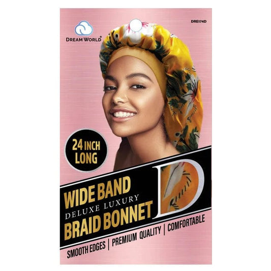 Dream World - Satin Bonnet For Braids - XL Band Design - DRE174D - Dream World - Ethni Beauty Market