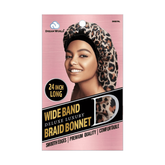 Dream World - Bonnet en Satin Pour Braids - Bande XL Leopard - DRE174L - Dream World - Ethni Beauty Market