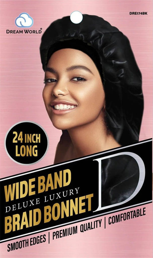 Dream World - XL Satin Bonnet - XL Black Band - DRE174BK - Dream World - Ethni Beauty Market