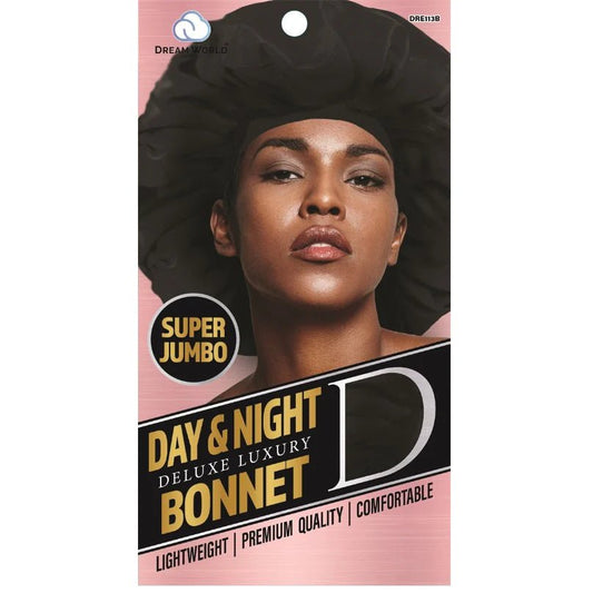 Dream World  - Bonnet satin noir Super Jumbo Day & Night - DRE113B - Dream World - Ethni Beauty Market