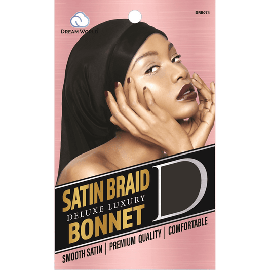 Dream World - Women's Satin Bonnet Black - DRE074 - Dream World - Ethni Beauty Market