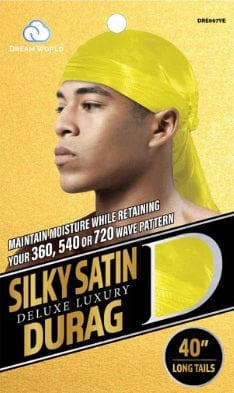 Dream World  - Durag Homme Satin Jaune - Taille Unique -  DRE007YE - Dream World - Ethni Beauty Market