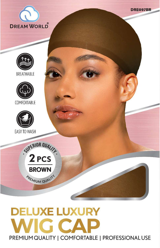 Dream World Bonnet Dream World - Bonnet Sous Perruque "Deluxe Wig Cap Brown" DRE097BR - 2PCS