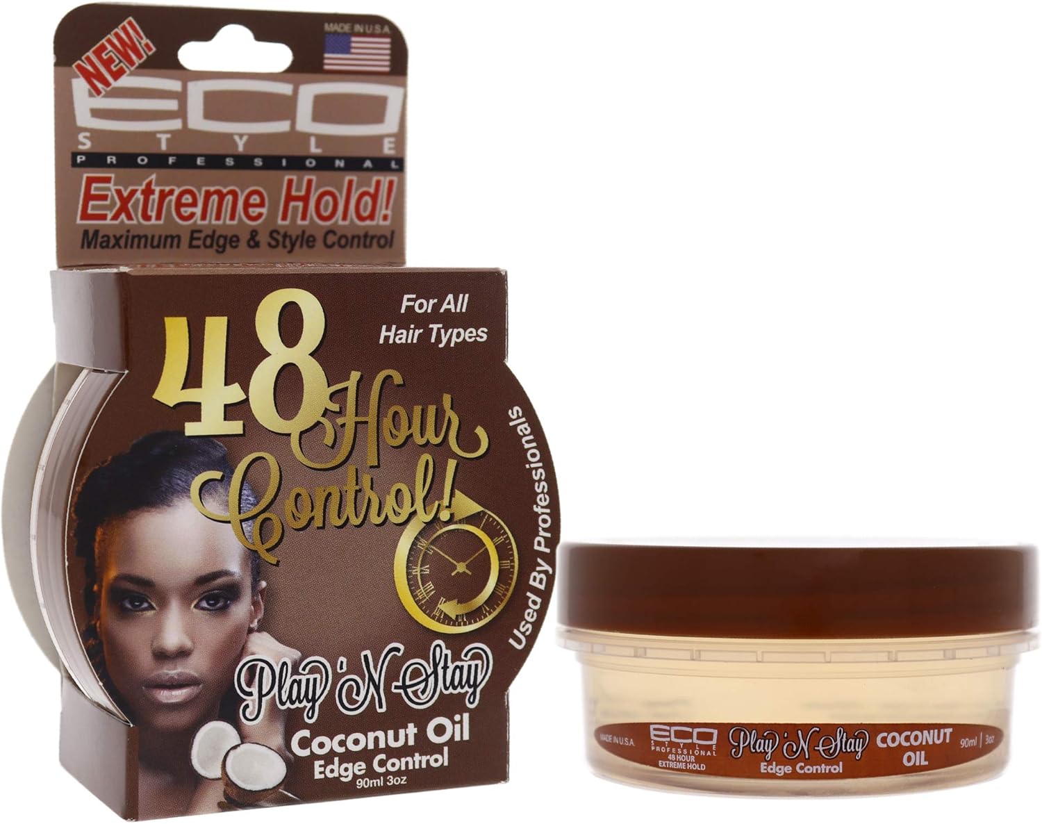 Eco Styler - Play N Stay Gel de contrôle des bords - Huile de coco 90g - Eco Styler - Ethni Beauty Market