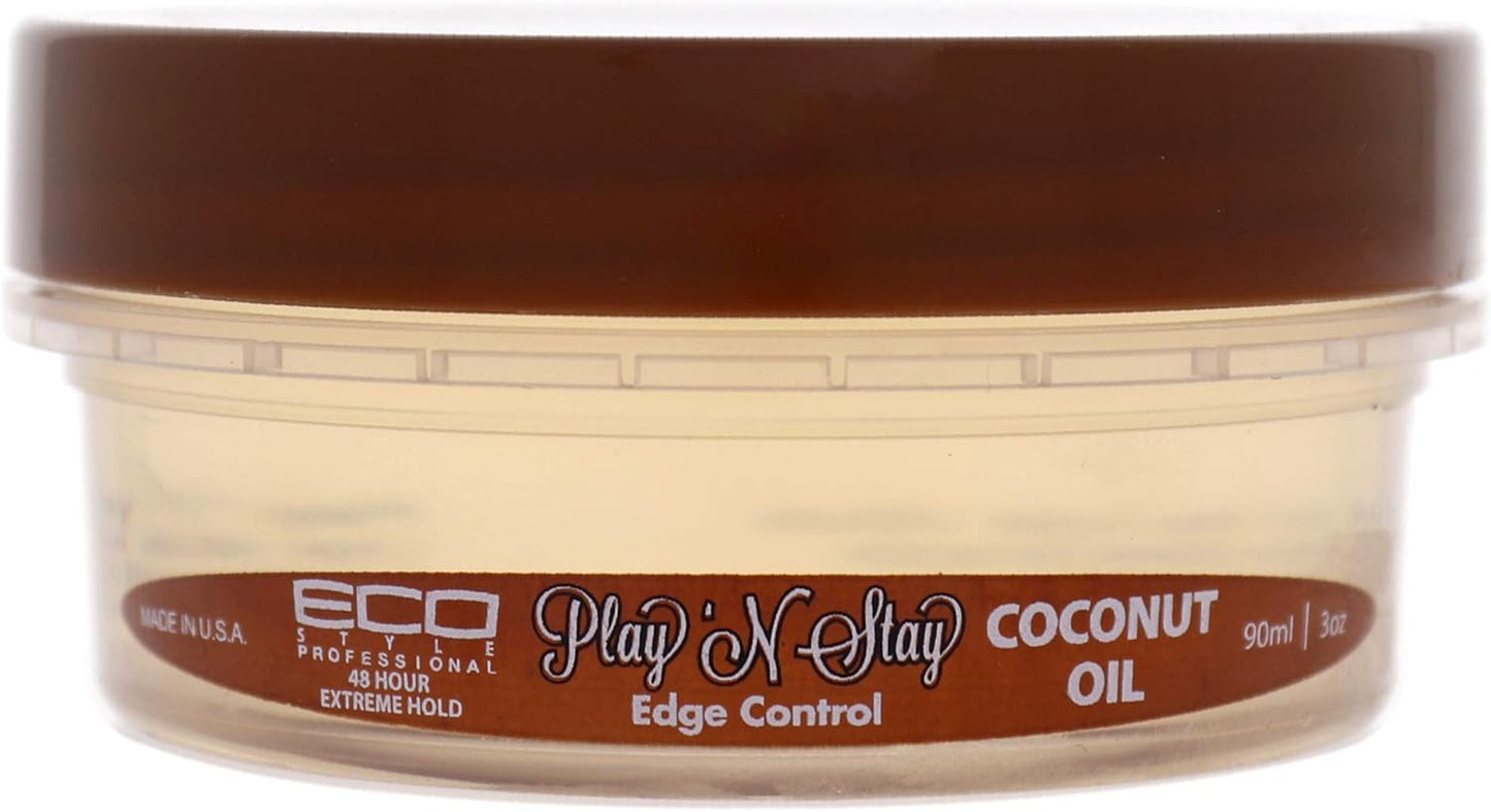Eco Styler - Play N Stay Gel de contrôle des bords - Huile de coco 90g - Eco Styler - Ethni Beauty Market