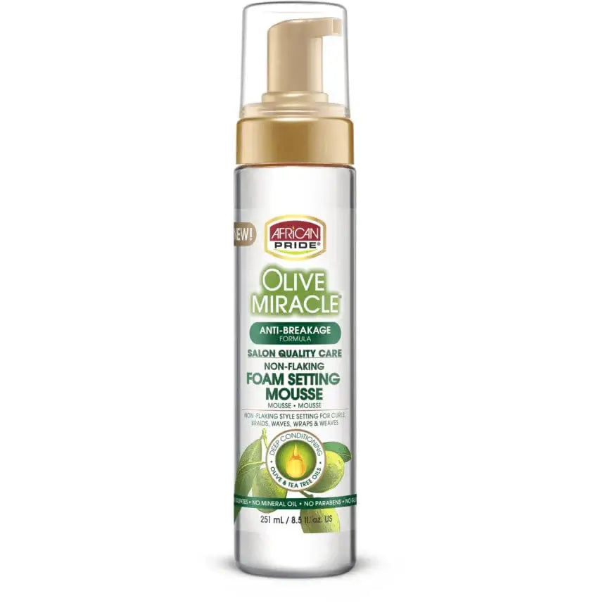 African Pride - Olive Miracle Styling Mousse "Foam Setting Mousse" 251 ml - African Pride - Ethni Beauty Market