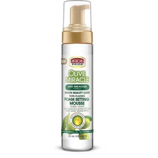 African Pride - Olive Miracle Styling Mousse "Foam Setting Mousse" 251 ml - African Pride - Ethni Beauty Market
