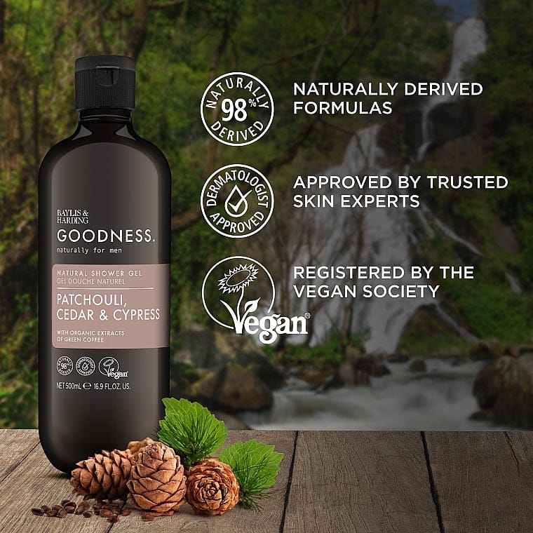 Goodness Men - Gel de Douche Naturel au Cèdres et au Cyprès Patchouli "Cedar And Cypress Natural Shower Gel 500ml - Goodness Naturaly - Ethni Beauty Market