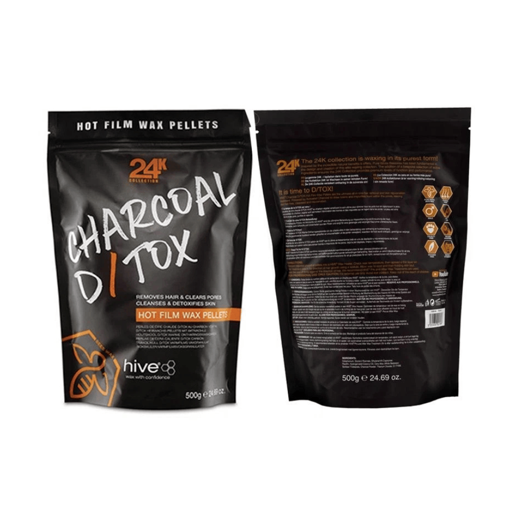Hive - Cire en granulés charcoal D tox collection 24K (24K collection charcoal D Tox hot film wax pellets) - 500g - Hive - Ethni Beauty Market