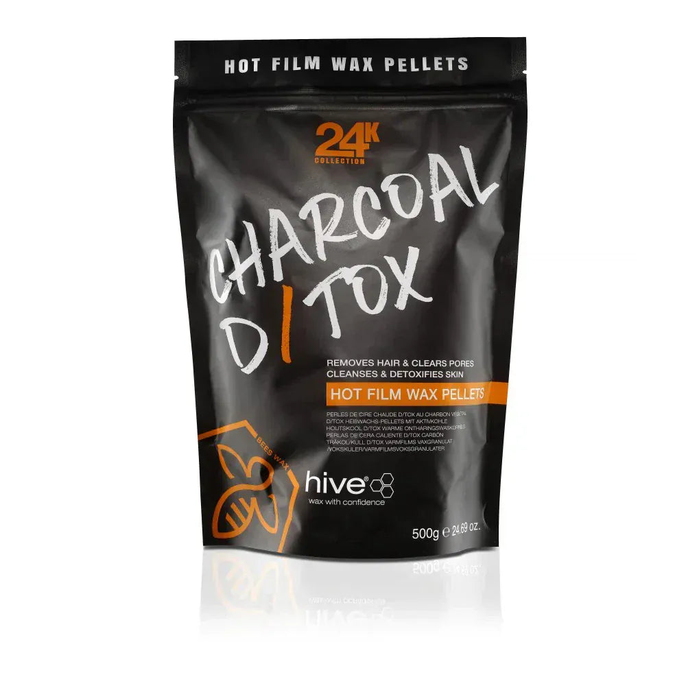 Hive - Cire en granulés charcoal D tox collection 24K (24K collection charcoal D Tox hot film wax pellets) - 500g - Hive - Ethni Beauty Market