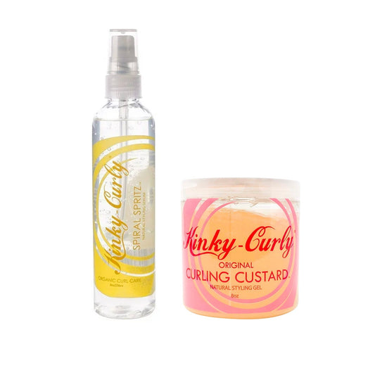 Kinky Curly - Coffret Kinky Curly Gel Curling Custard/ Sérum Spiral Spritz - Kinky Curly - Ethni Beauty Market