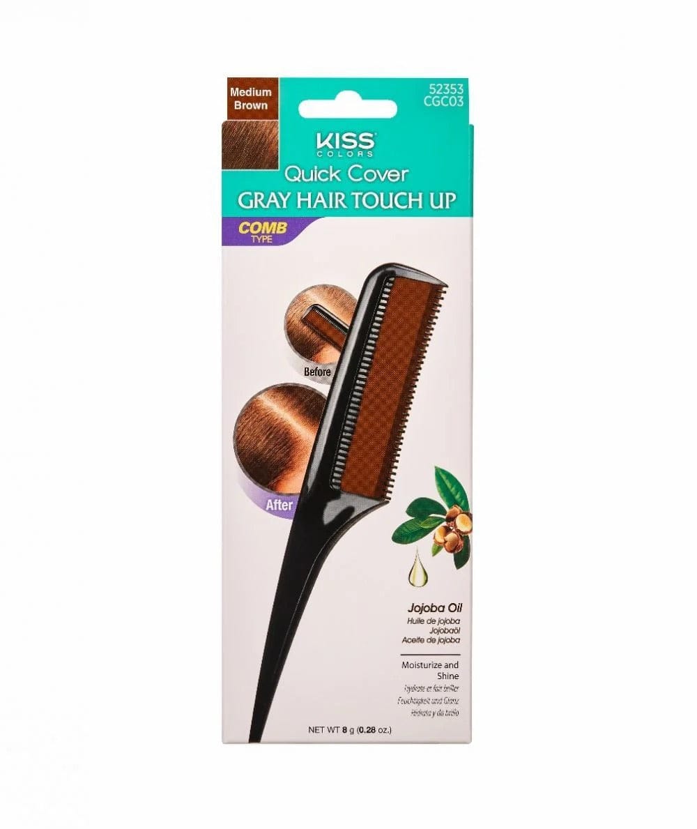 Kiss Quick Cover - Peigne à cheveux colorant & couvrant cheveux blancs "Kiss Quick Cover Gray Hair Touch Up Comb" - 20g Plusieurs couleurs - Kiss Quick Cover - Ethni Beauty Market