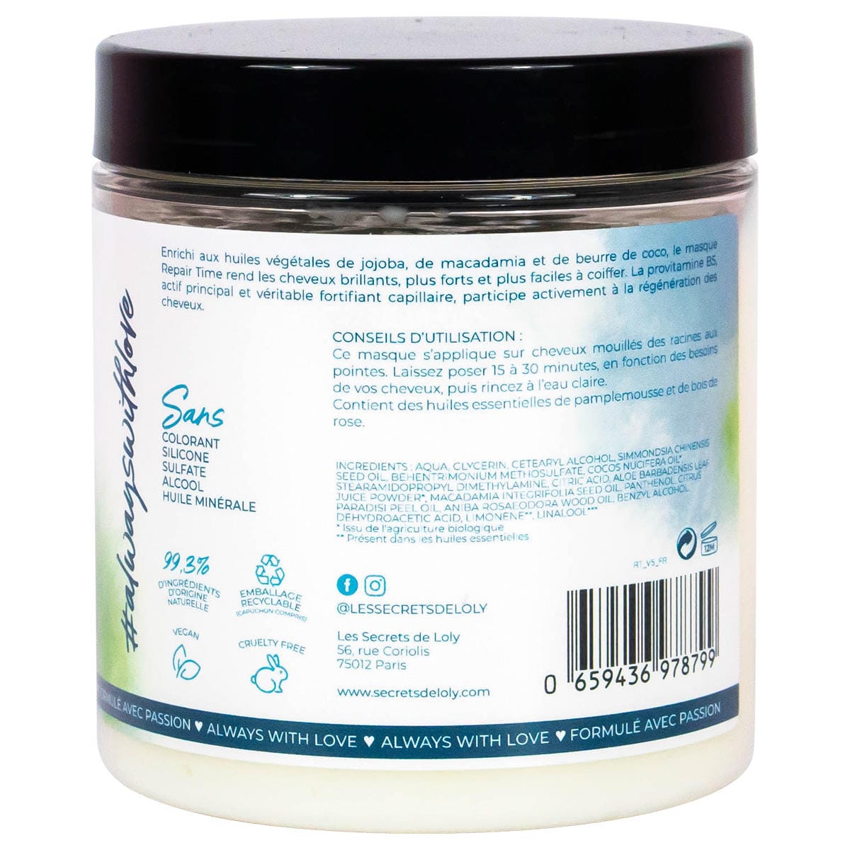 Les Secrets de Loly - Masque nourrissant "Repair time" - 230 ML - Les Secrets de Loly - Ethni Beauty Market