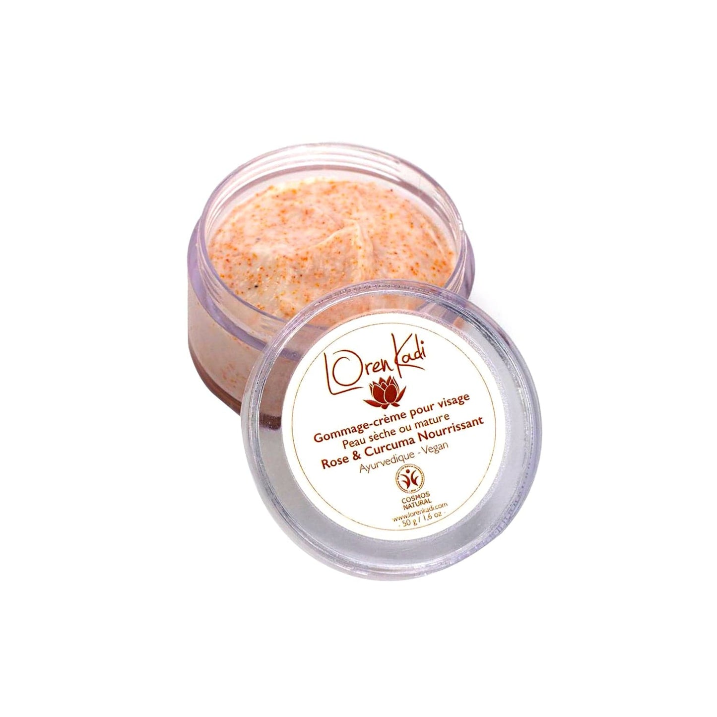 Loren Kadi -Natural scrub cream, Face Dry or mature skin "Rose-Aloe-Curcuma" Nourishing (Two sizes available) - Loren Kadi - Ethni Beauty Market