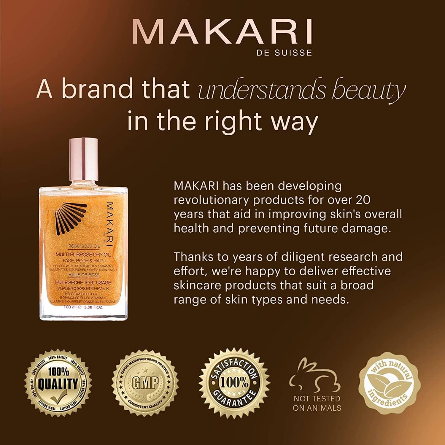 Makari - Huile Sèche Multi-Usage Or Rose 24K - 100ml - Makari - Ethni Beauty Market