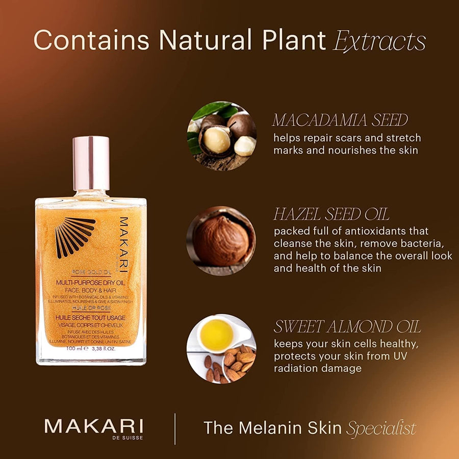 Makari - Huile Sèche Multi-Usage Or Rose 24K - 100ml - Makari - Ethni Beauty Market