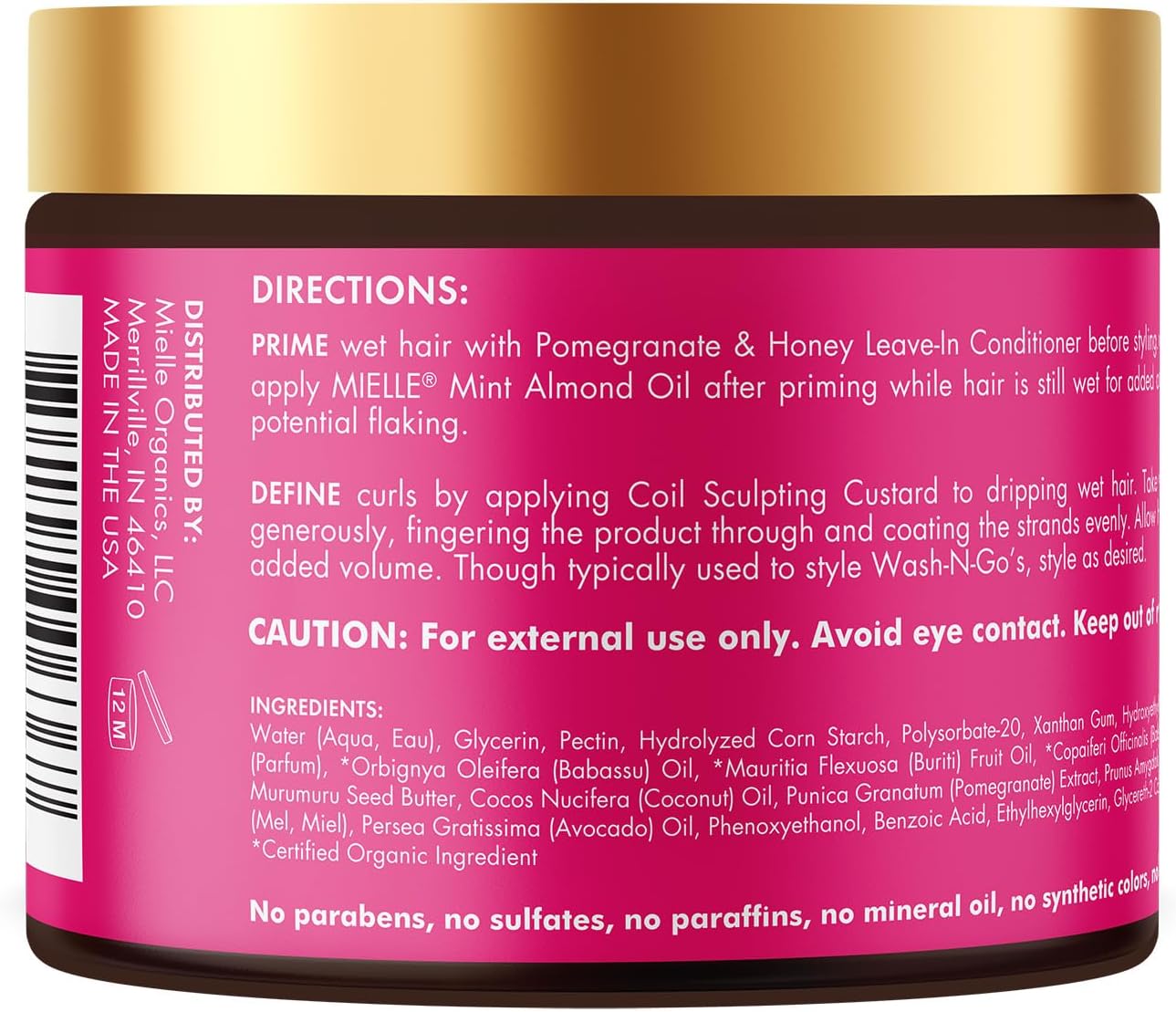 Mielle Organics - Gelée coiffante pour boucles grenade & miel 340g (coil sculpting custard) - Mielle Organics - Ethni Beauty Market