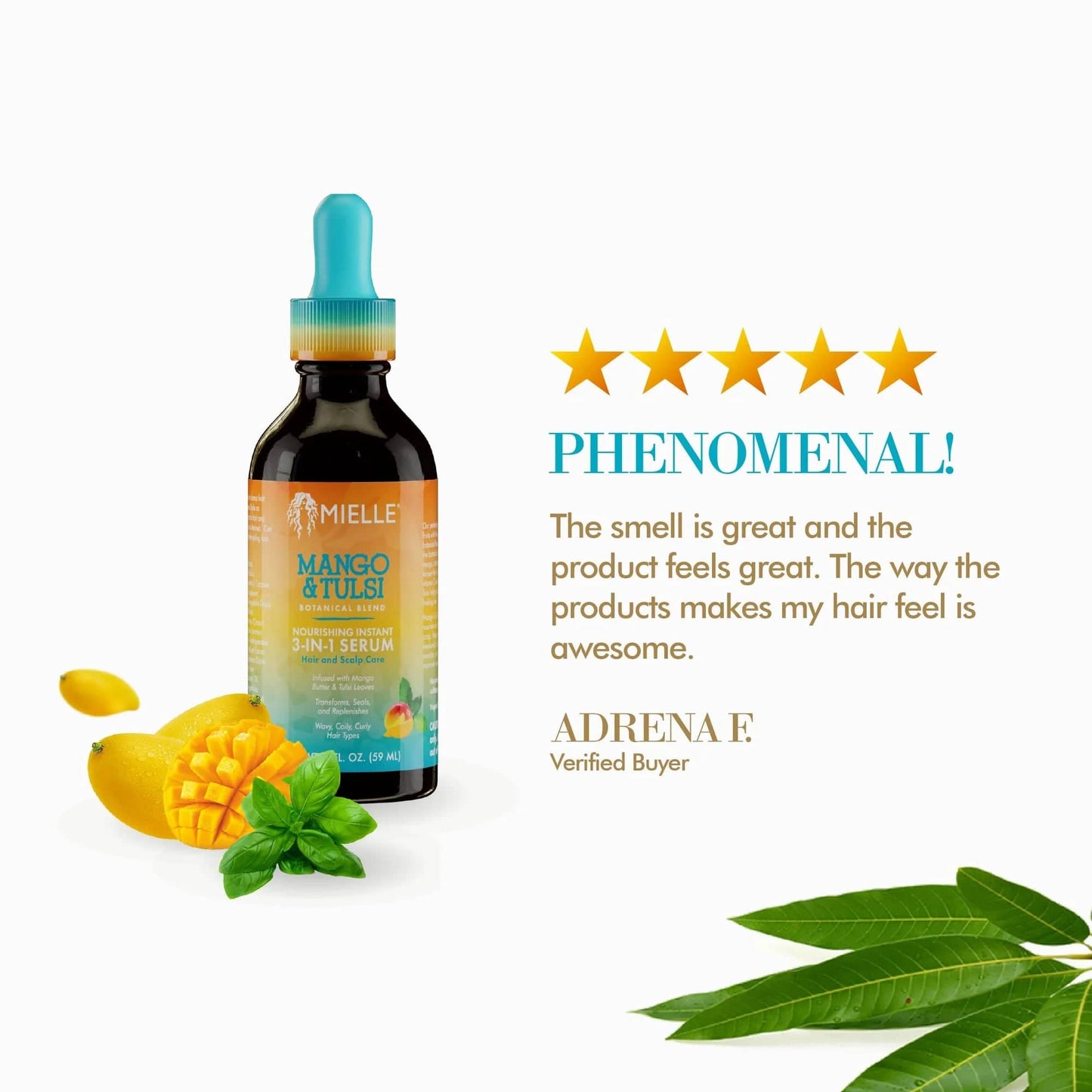 Mielle Organics - Mangue & Tulsi Sérum Instantané Nourrissant 3n1 2oz - 59ml - Mielle Organics - Ethni Beauty Market