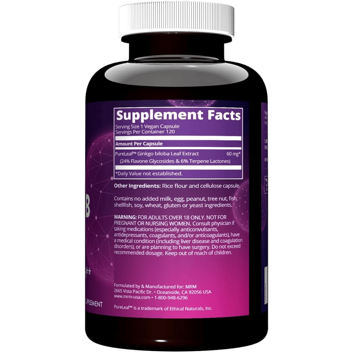 MRM - Complément alimentaire à la ginkgo - Antioxidant & Mémoire - 120 capsules (60mg) - MRM - Ethni Beauty Market