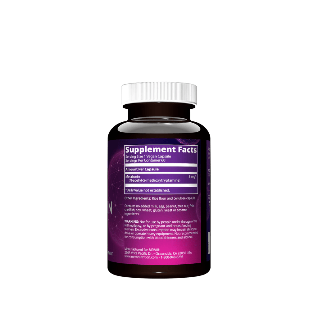 MRM - Complément alimentaire à la mélatonine - Manque de sommeil - 60 capsules dégantes (3mg) - MRM - Ethni Beauty Market