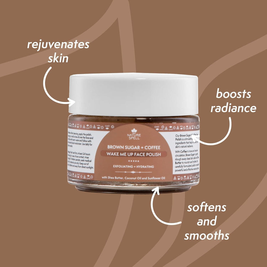 Nature Spell - Exfoliating & Nourishing Facial Scrub "Wake Me Up Face polish Brown Sugar & Coffee" - 100ml - Nature Spell - Ethni Beauty Market