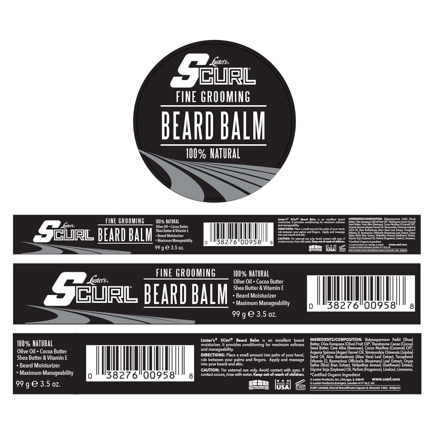 S-Curl Luster's Baume à Barbe 100% Naturel - 99g - Luster's - Ethni Beauty Market