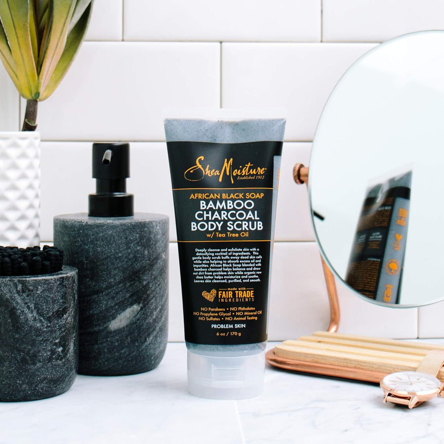 Shea Moisture - Gommage Corporel Au Charbon De Bambou Avec Savon Noir Africain Avec Huile De Théier 170G - Shea Moisture - Ethni Beauty Market