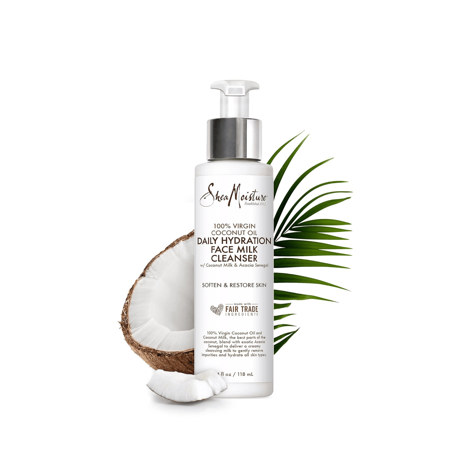 Shea Moisture - 100% Virgin Coconut Oil - Lait nettoyant visage "Daily Hydration" - 118ml - Shea Moisture - Ethni Beauty Market